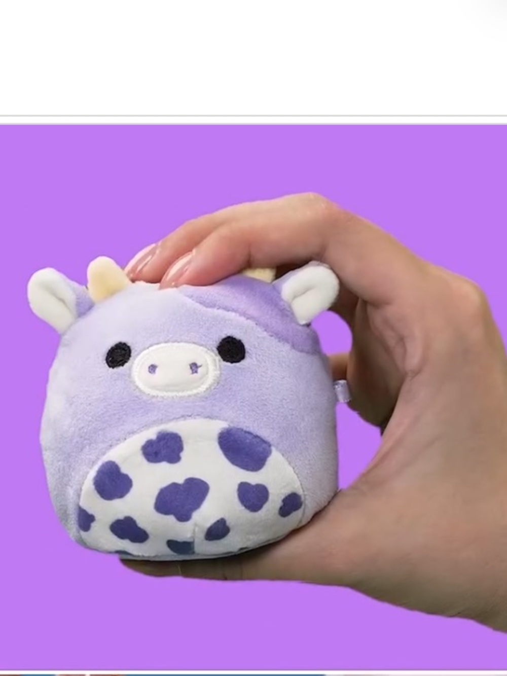 New Squishmallows MallowMees Bubba Purple Cow Toy Plush Squishy Squeeze